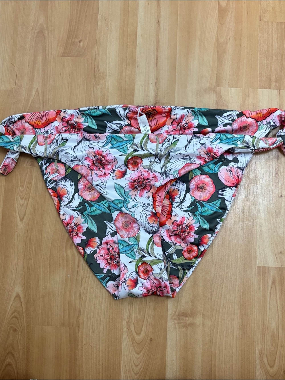 La Vie En Rose Floral Swim Bottoms in Coral, Pink & Green size small - Picture 1 of 5